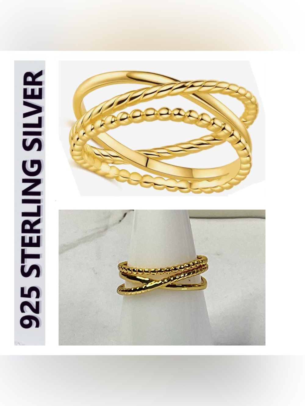 🌟🌟 18K Gold Plated Twisted Crossover Ring